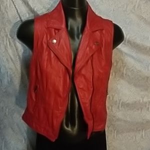 Red Vegan Faux leather motorcycle vest punk
